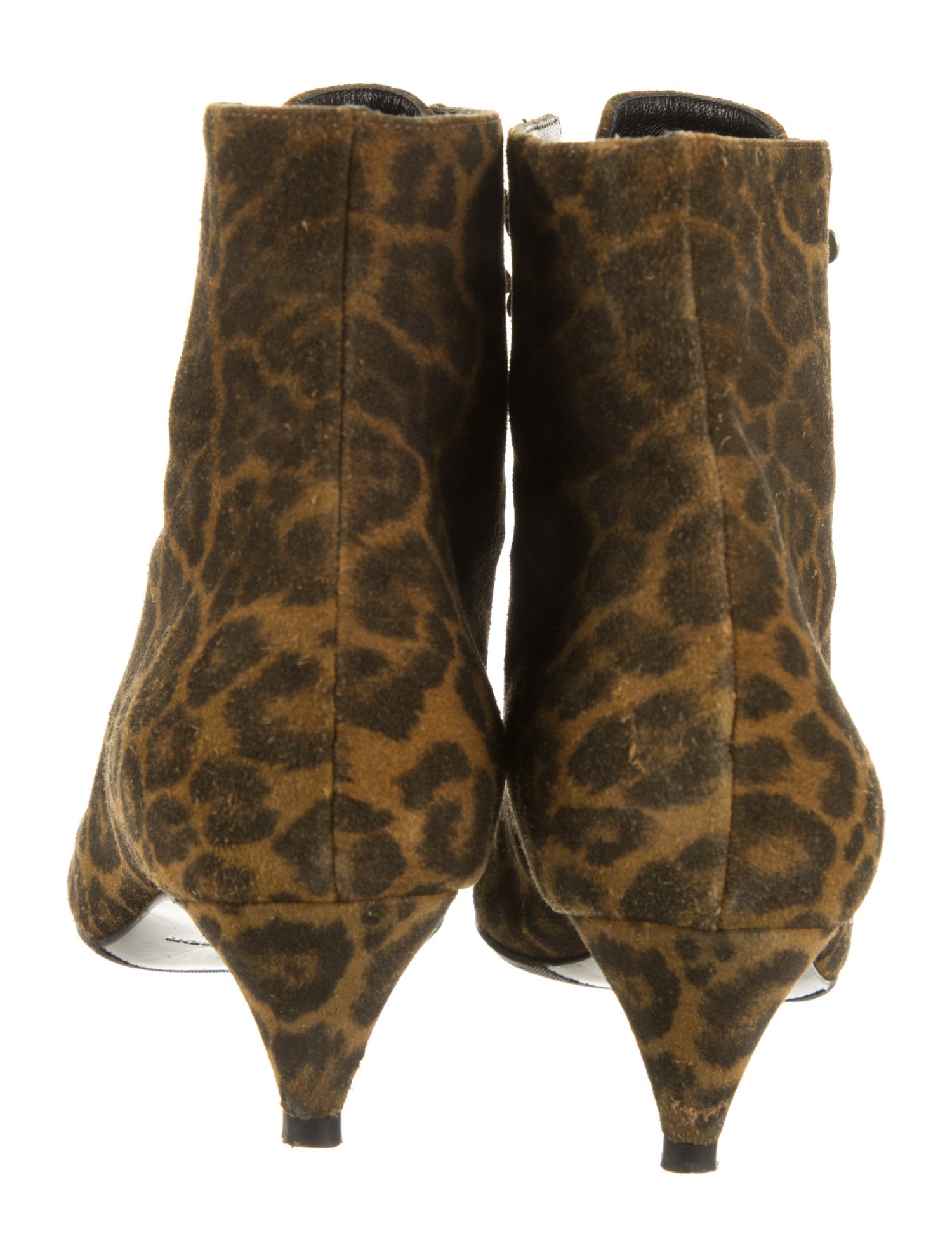 Saint Laurent Suede Animal Print Lace-Up Boots